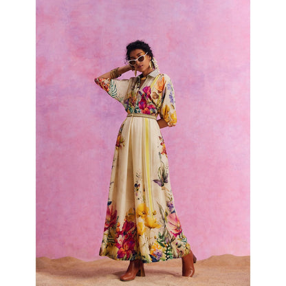 KALISTA Yellow Floriana Jumpsuit