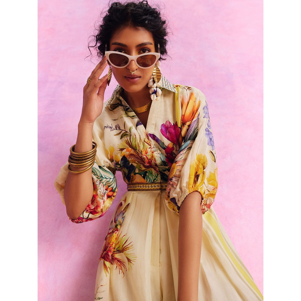 KALISTA Yellow Floriana Jumpsuit