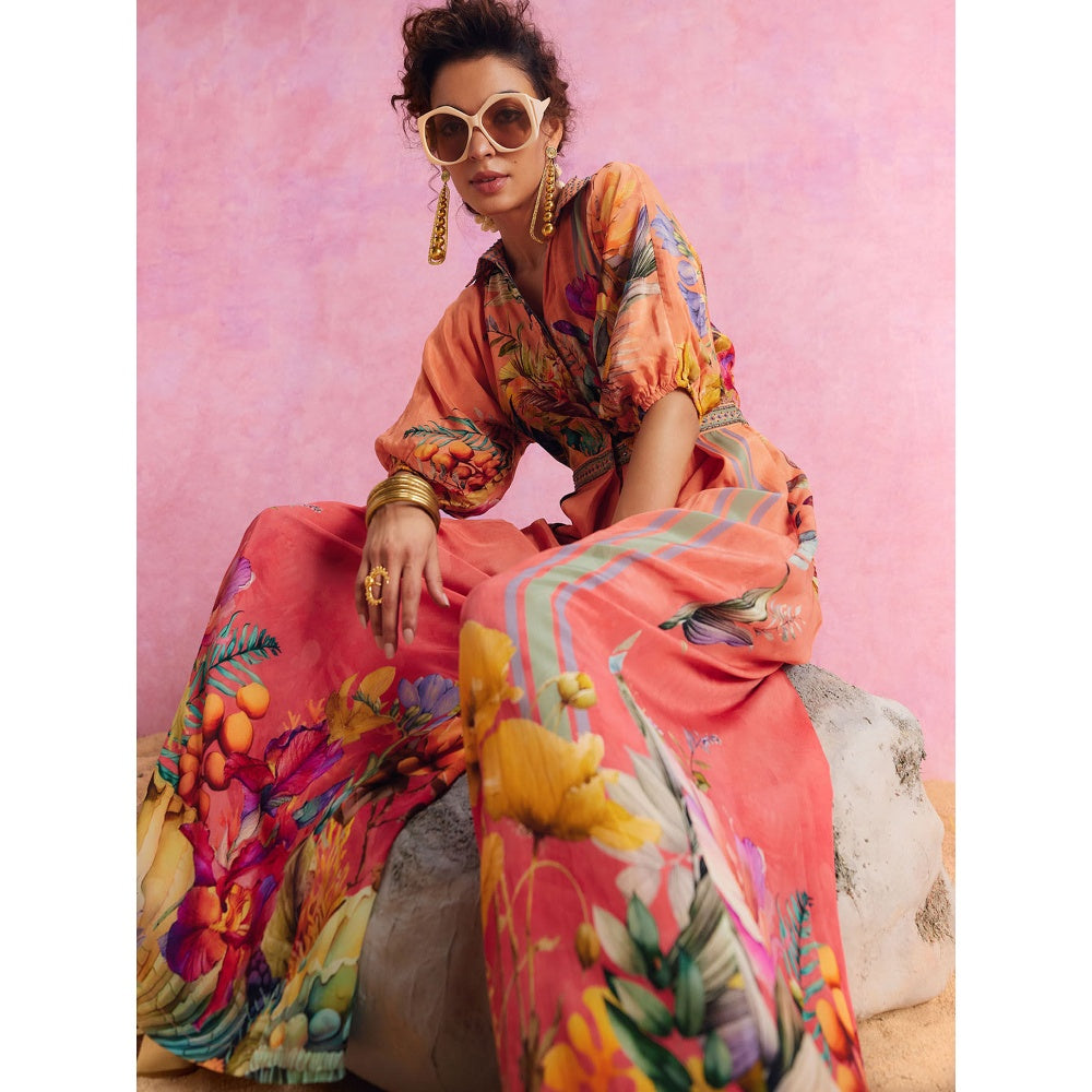 KALISTA Orange Floriana Jumpsuit