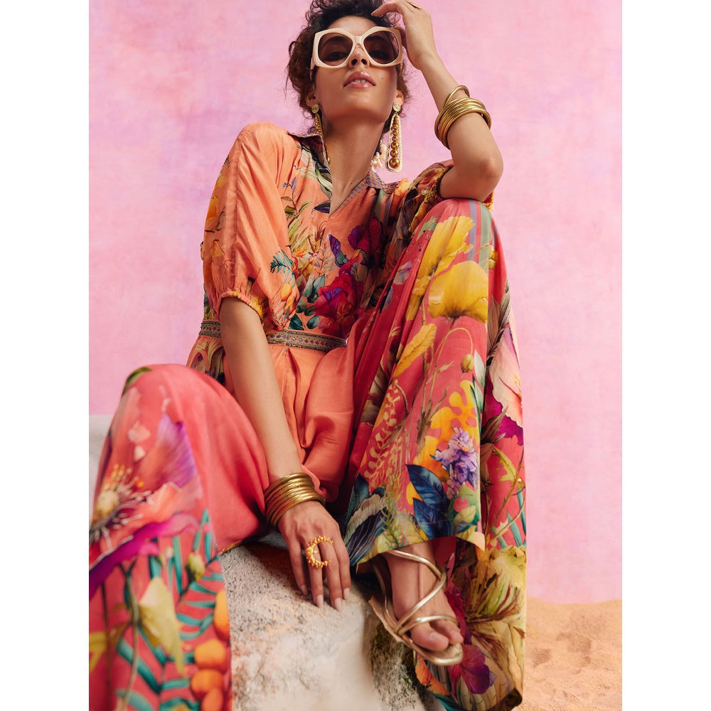 KALISTA Orange Floriana Jumpsuit