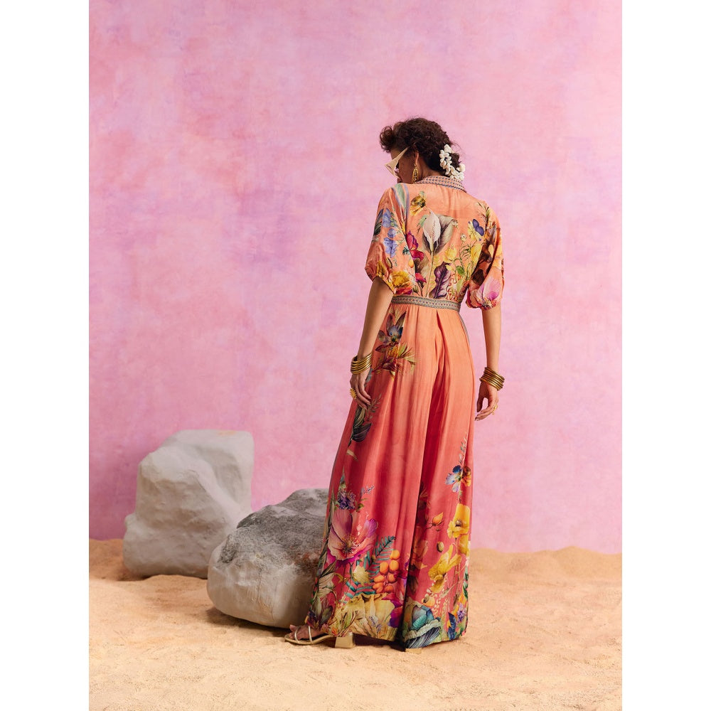 KALISTA Orange Floriana Jumpsuit