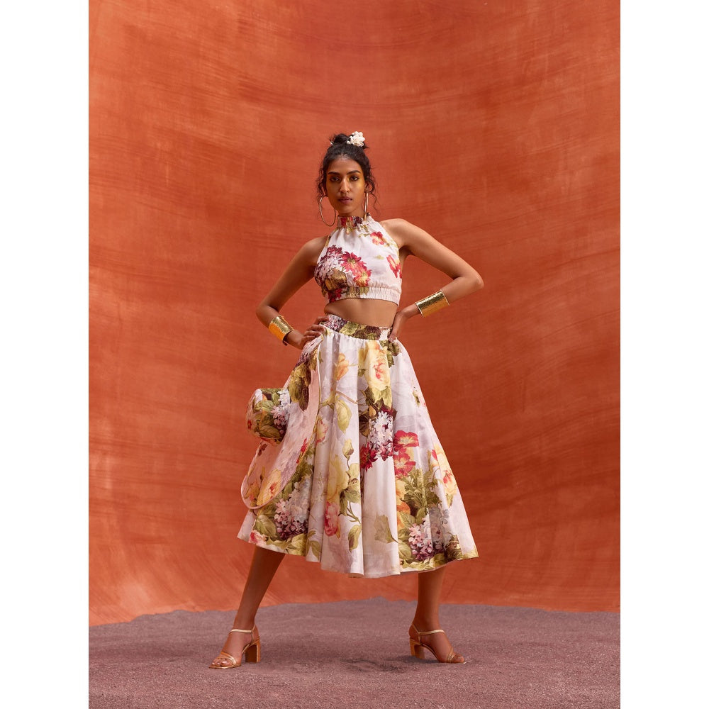 KALISTA White Rosalie Skirt with Crop Top (Set of 2)