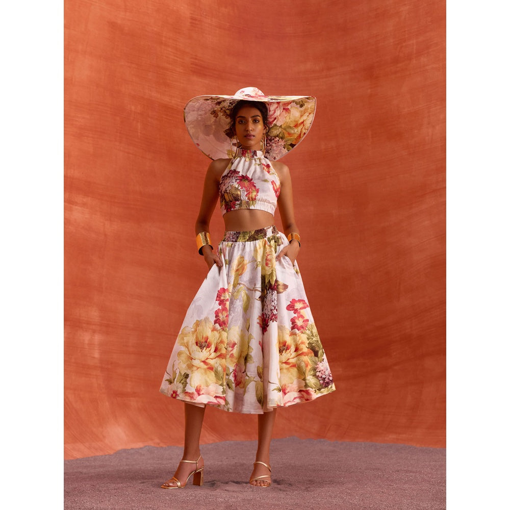 KALISTA White Rosalie Skirt with Crop Top (Set of 2)