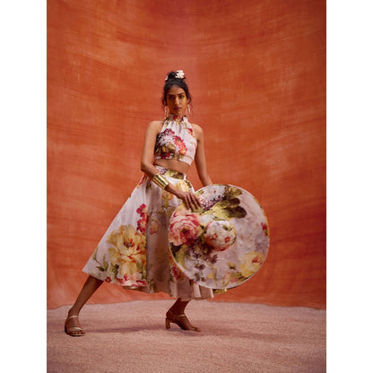 KALISTA White Rosalie Skirt with Crop Top (Set of 2)