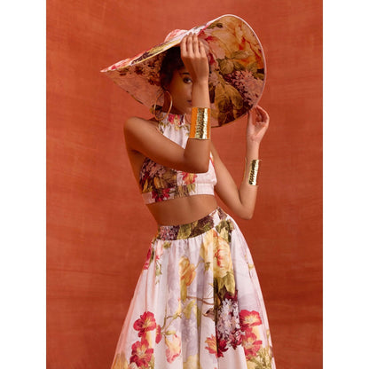 KALISTA White Rosalie Skirt with Crop Top (Set of 2)