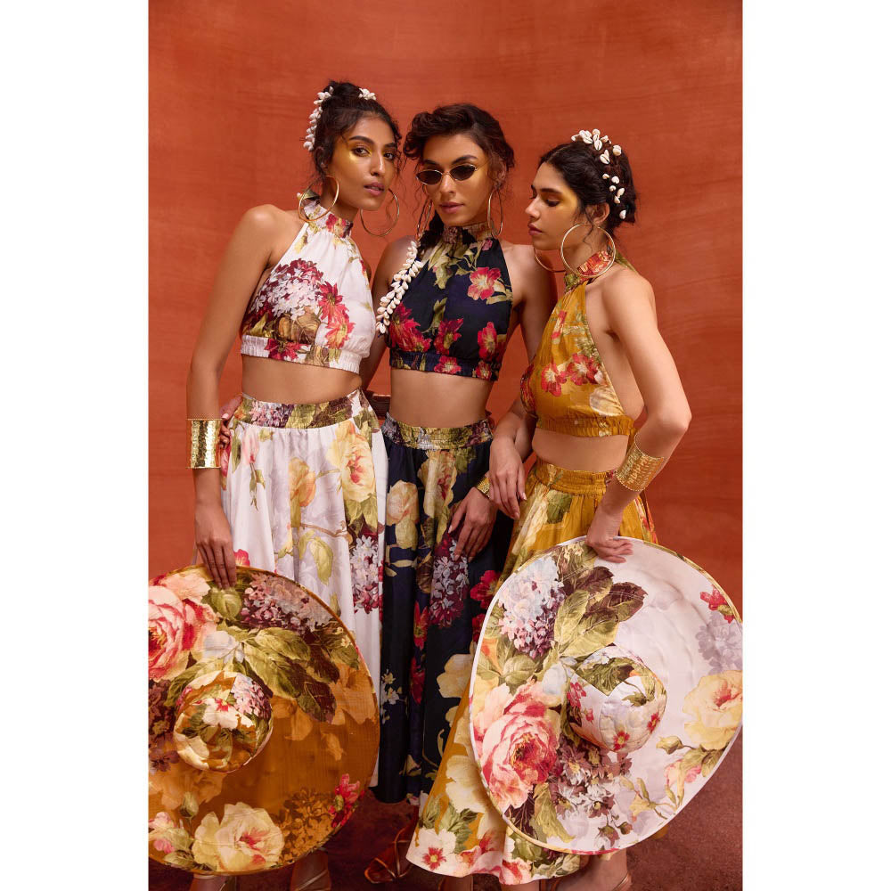 KALISTA White Rosalie Skirt with Crop Top (Set of 2)