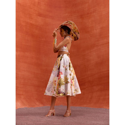 KALISTA White Rosalie Skirt with Crop Top (Set of 2)