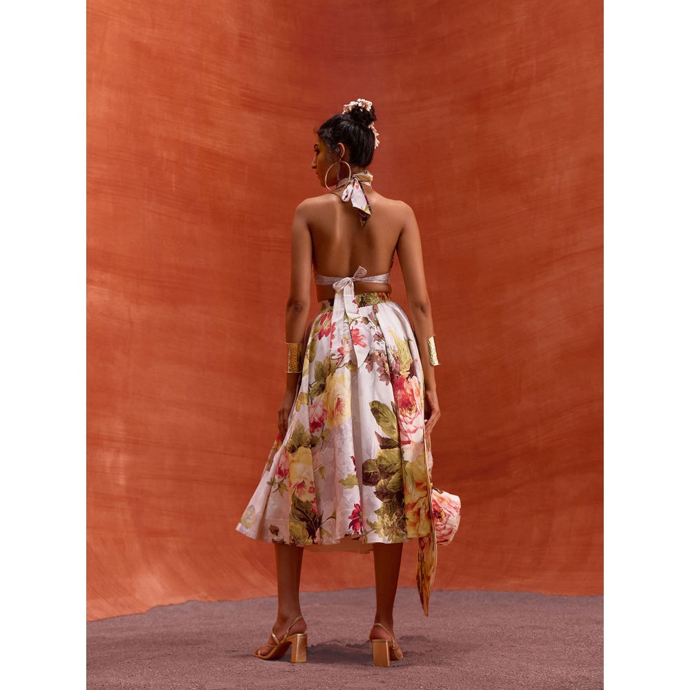 KALISTA White Rosalie Skirt with Crop Top (Set of 2)