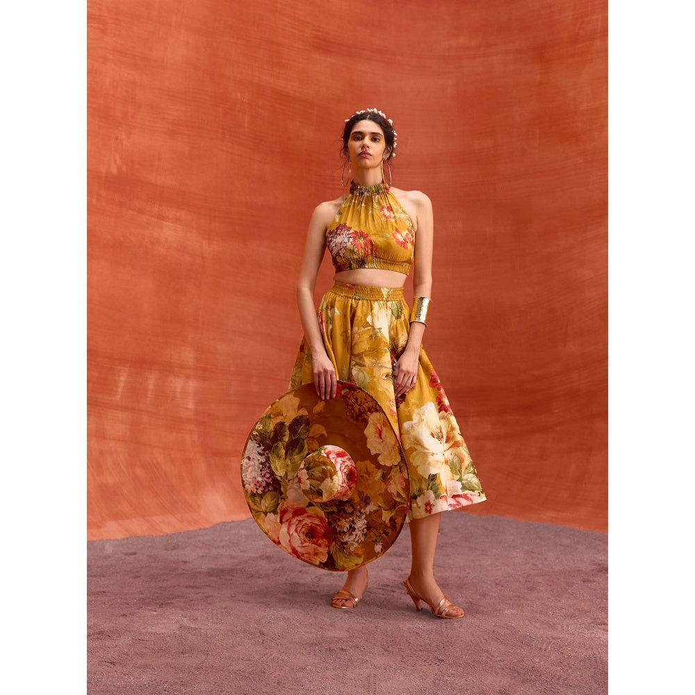 KALISTA Mustard Rosalie Skirt with Crop Top (Set of 2)