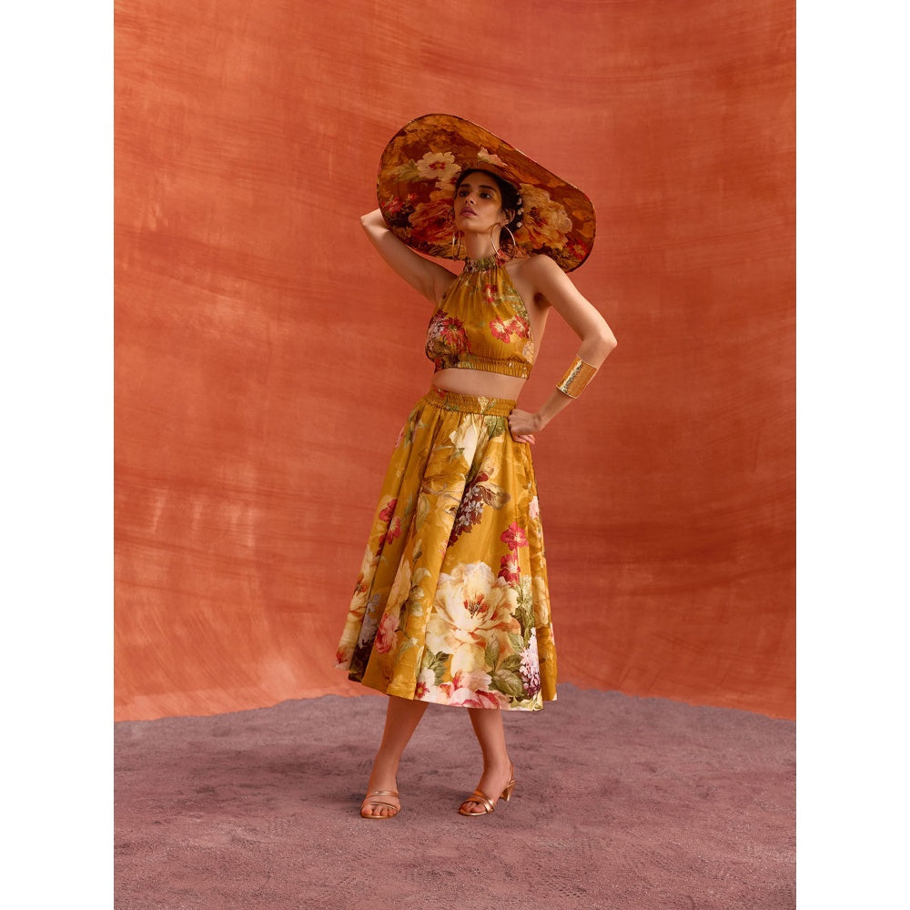 KALISTA Mustard Rosalie Skirt with Crop Top (Set of 2)