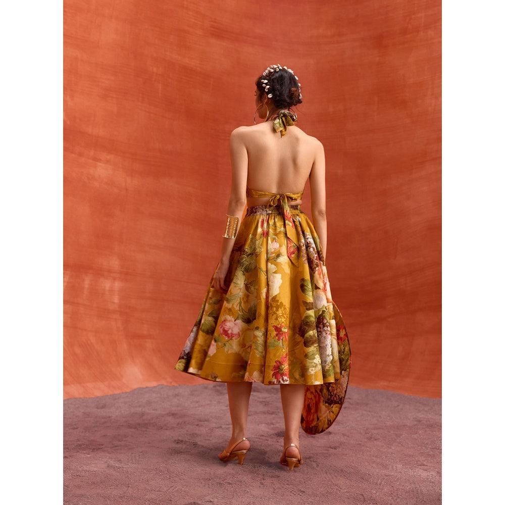 KALISTA Mustard Rosalie Skirt with Crop Top (Set of 2)