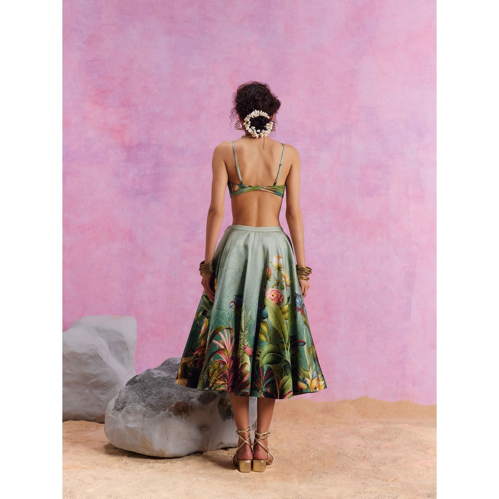 KALISTA Slate Green Amelia Skirt with Shirt and Bustier (Set of 3)