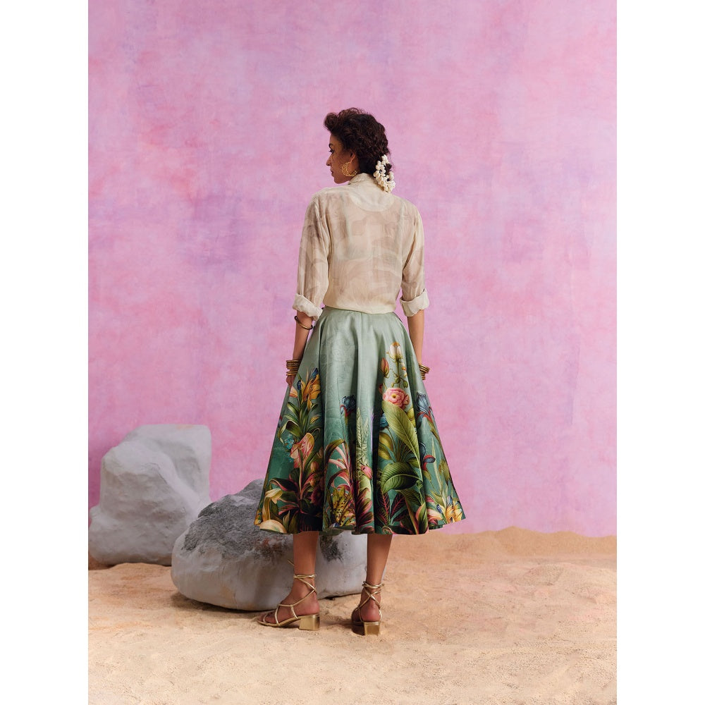 KALISTA Slate Green Amelia Skirt with Shirt and Bustier (Set of 3)