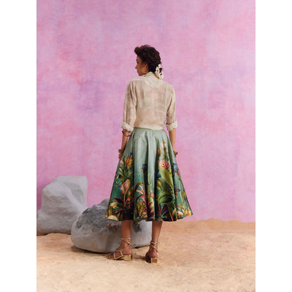 KALISTA Slate Green Amelia Skirt with Shirt and Bustier (Set of 3)