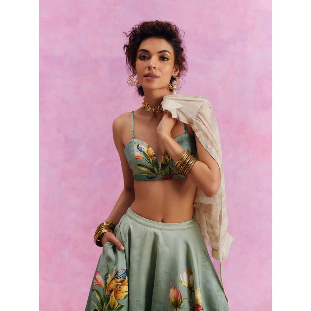 KALISTA Slate Green Amelia Skirt with Bustier (Set of 2)