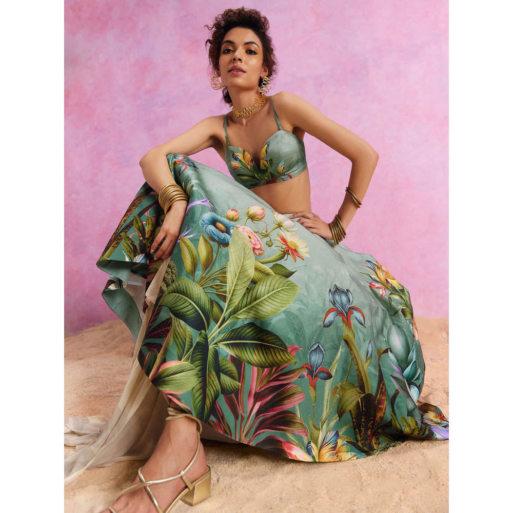 KALISTA Slate Green Amelia Skirt with Bustier (Set of 2)