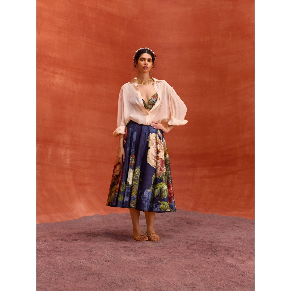 KALISTA Midnight Blue Melinda Skirt with Bustier and Shirt (Set of 3)