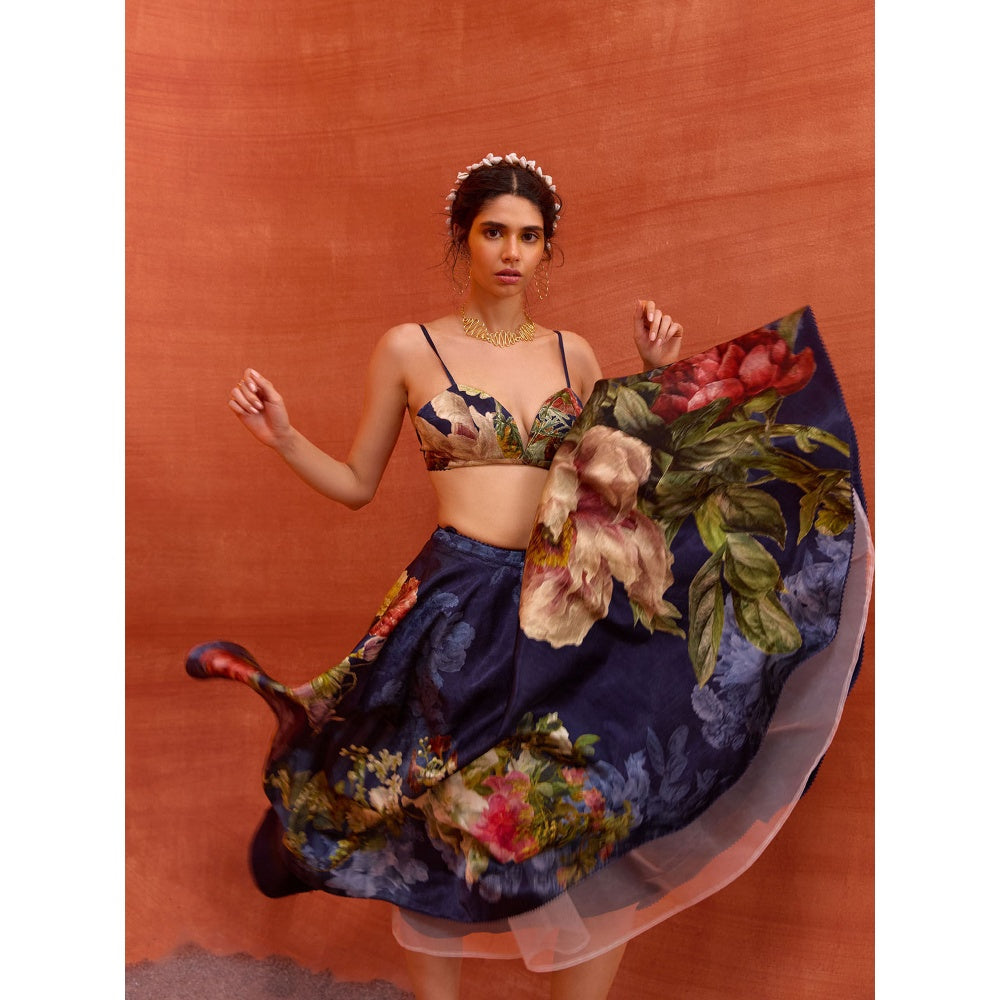 KALISTA Midnight Blue Melinda Skirt with Bustier and Shirt (Set of 3)