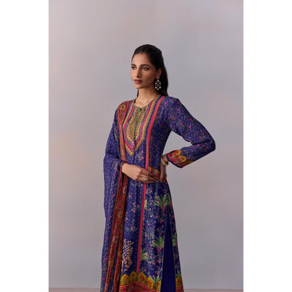 KALISTA Sahiba Midnight Blue Printed Tassels Kurta with Pant and Dupatta (Set of 3)