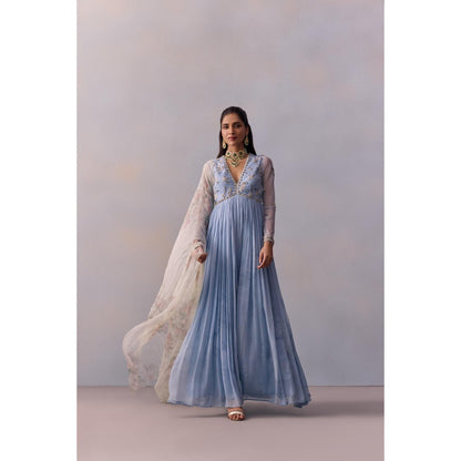 KALISTA Rehmat Blue Embroidered Anarkali with Dupatta (Set of 2)