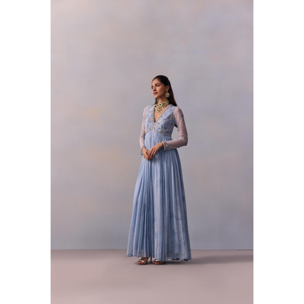 KALISTA Rehmat Blue Embroidered Anarkali with Dupatta (Set of 2)