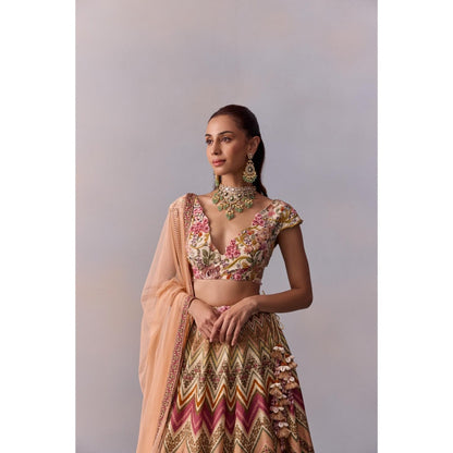 KALISTA Pavika Pink Blouse with Lehenga and Dupatta (Set of 3)