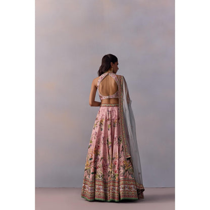 KALISTA Neisha Pink Embellished Floral Blouse with Lehenga and Dupatta (Set of 3)