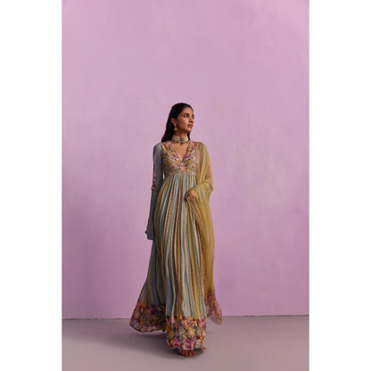 KALISTA Riah Multicolour Embellished Anarkali with Dupatta (Set of 2)