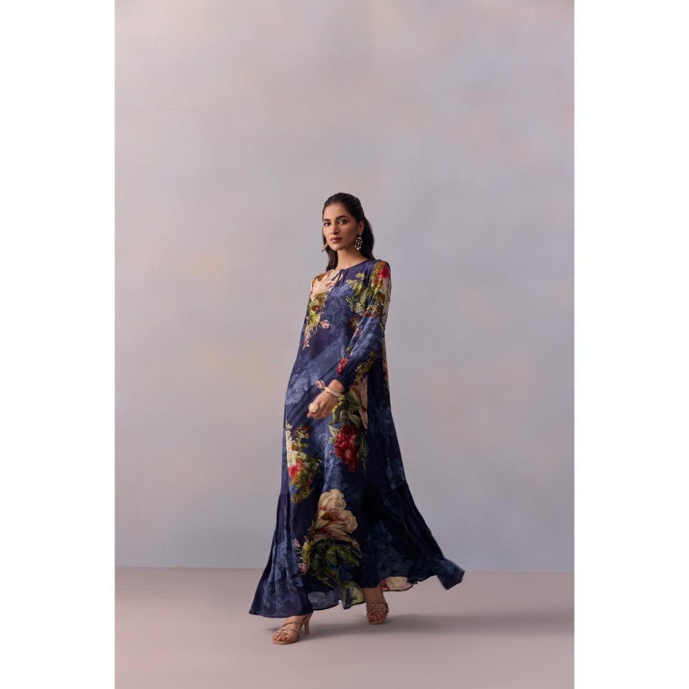 KALISTA Women's Myra Navy Blue Floral Maxi Dress