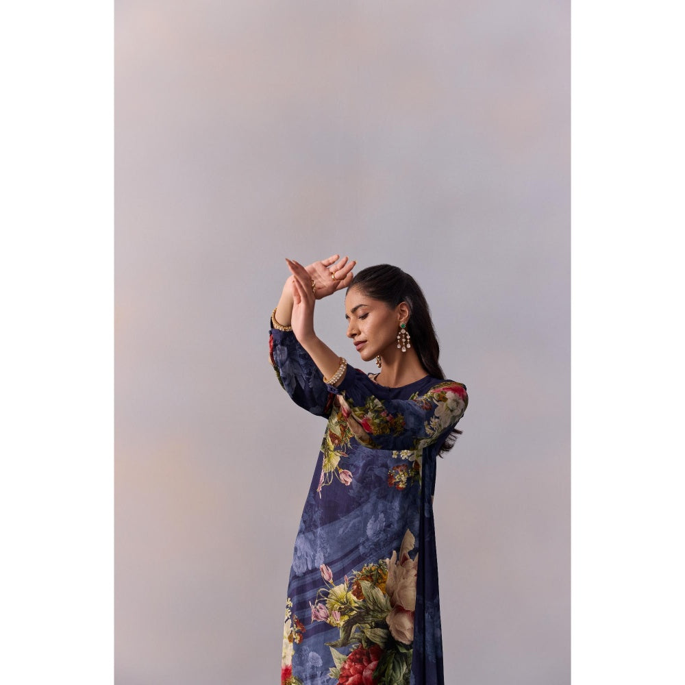 KALISTA Women's Myra Navy Blue Floral Maxi Dress