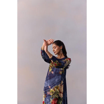 KALISTA Women's Myra Navy Blue Floral Maxi Dress