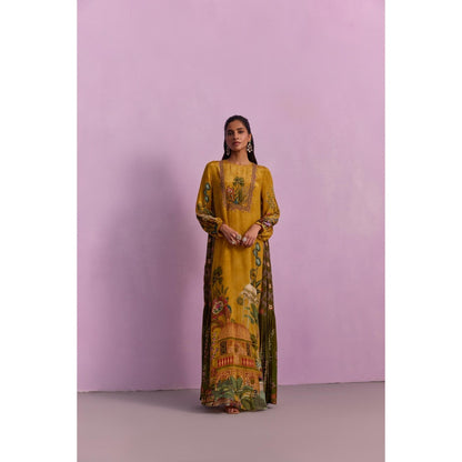 KALISTA Women's Naisa Mustard Floral Maxi Dress