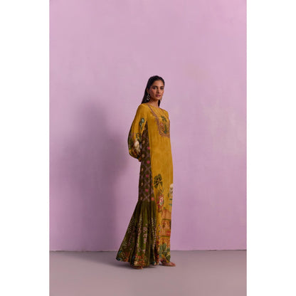 KALISTA Women's Naisa Mustard Floral Maxi Dress