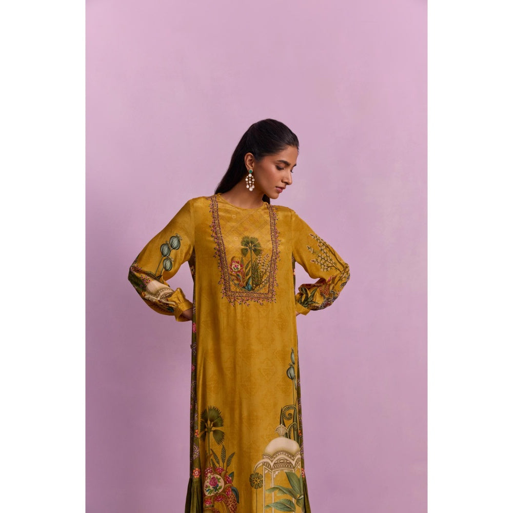 KALISTA Women's Naisa Mustard Floral Maxi Dress