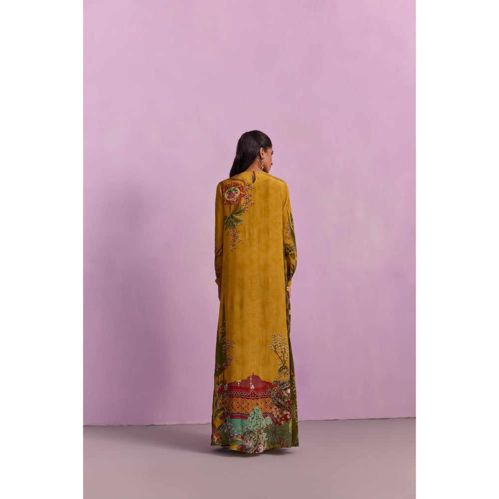 KALISTA Women's Naisa Mustard Floral Maxi Dress