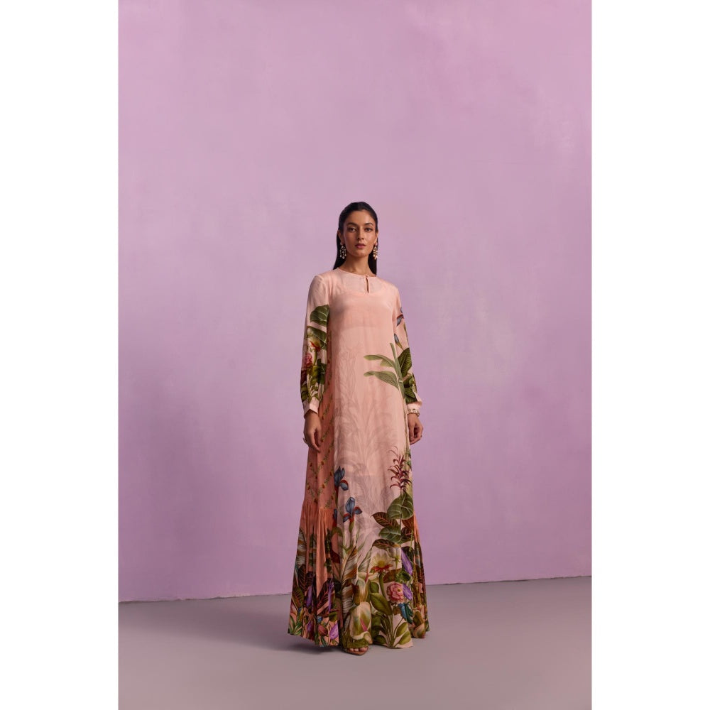 KALISTA Women's Aina Powder Pink Floral Maxi Dress