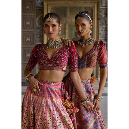 KALISTA Pink Nehmat Lehenga with Blouse and Dupatta (Set of 3)