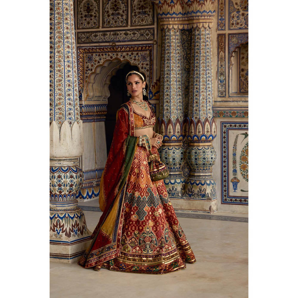 KALISTA Multi-Colour Ibaadat Lehenga with Blouse and Dupatta (Set of 3)
