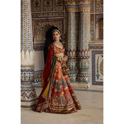 KALISTA Multi-Colour Ibaadat Lehenga with Blouse and Dupatta (Set of 3)