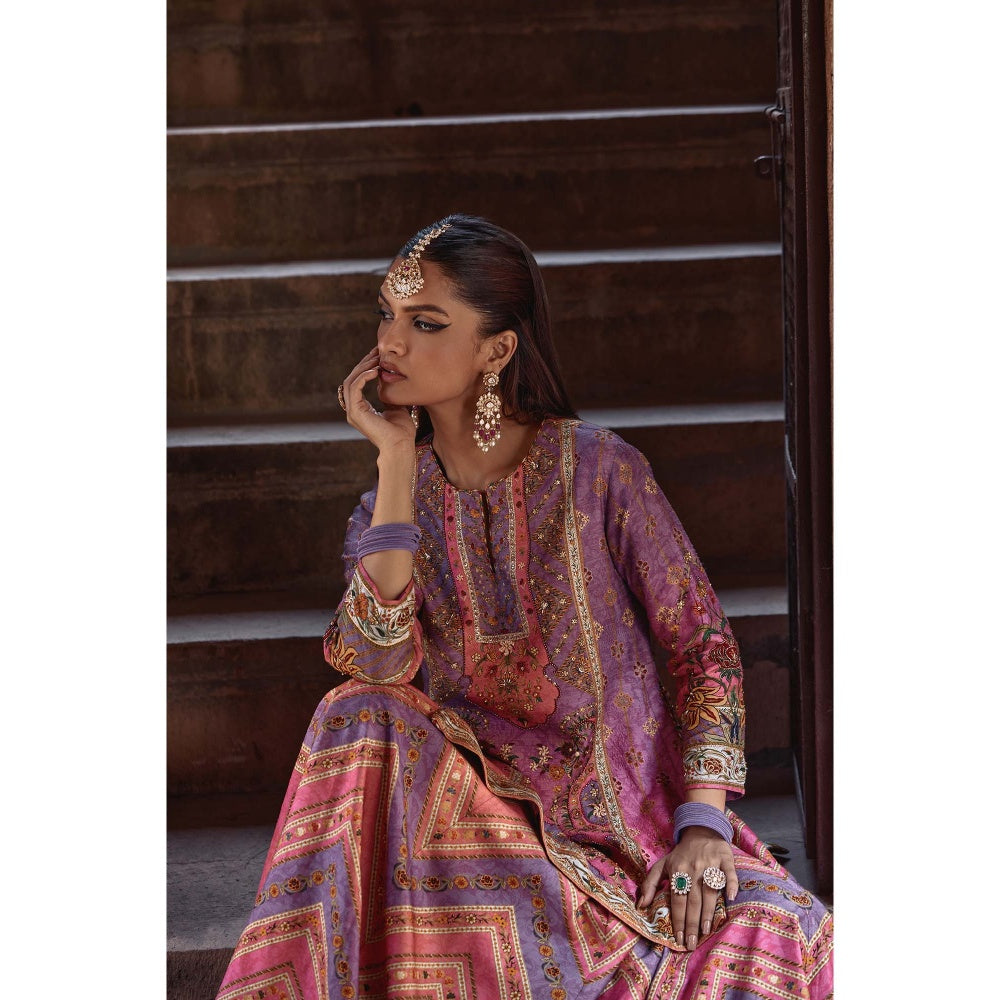 KALISTA Purple Rehmat Lehenga with Kurta and Dupatta (Set of 3)