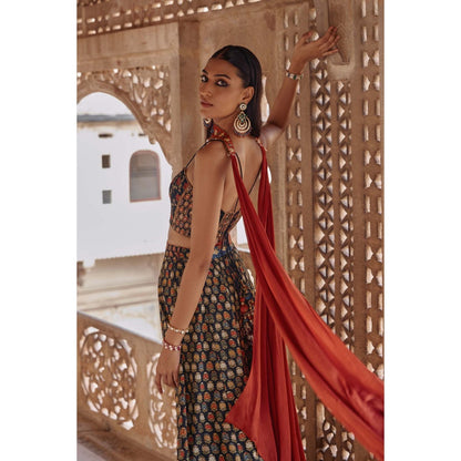 KALISTA Black Saima Palazzo with Bustier and Dupatta (Set of 3)