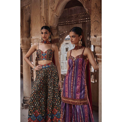 KALISTA Black Saima Palazzo with Bustier and Dupatta (Set of 3)