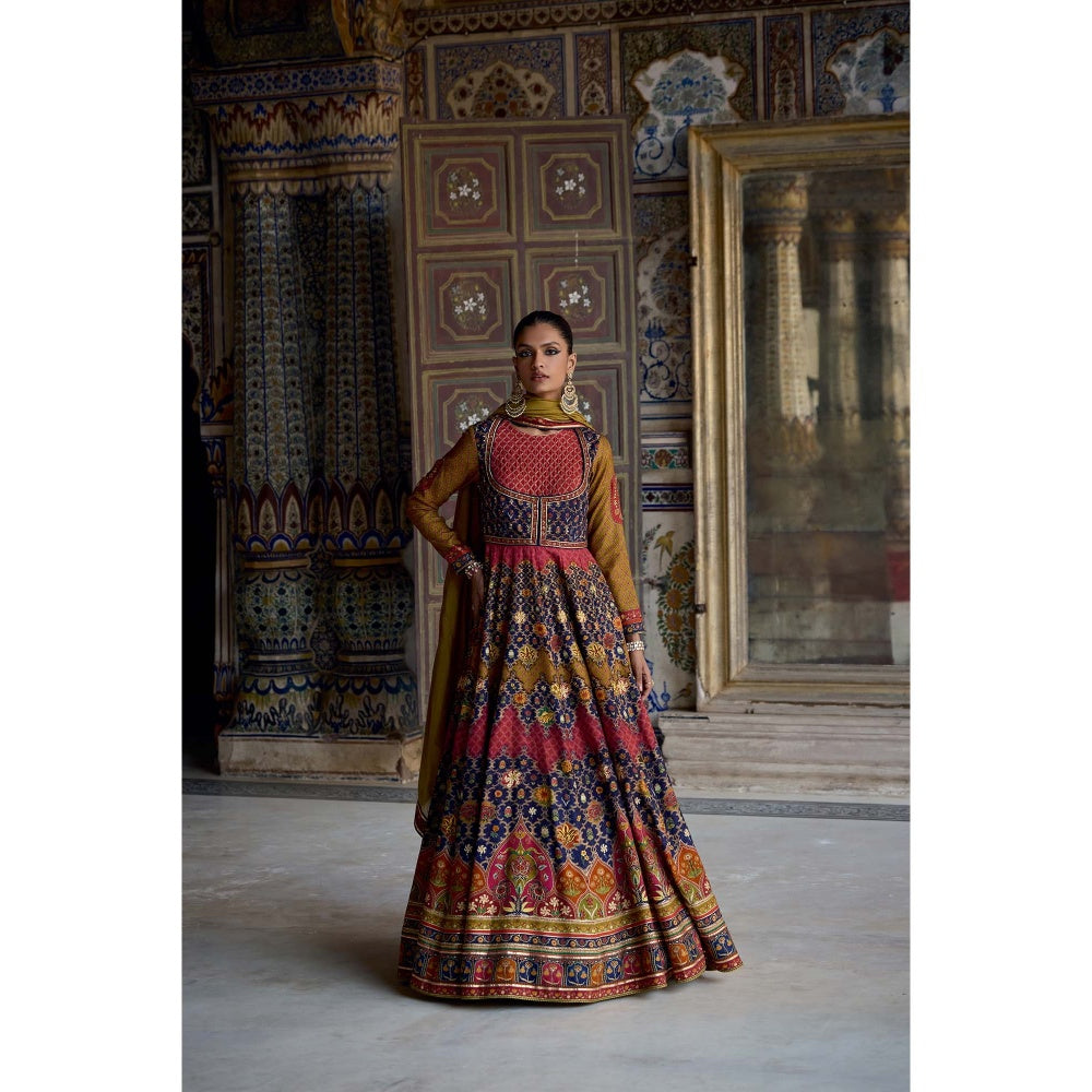 KALISTA Multi-Colour Ibaadat Anarkali with Dupatta (Set of 2)