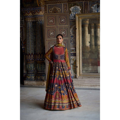 KALISTA Multi-Colour Ibaadat Anarkali with Dupatta (Set of 2)