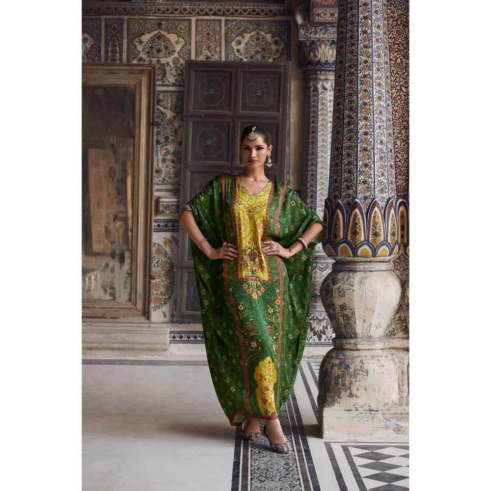 KALISTA Green Saisha Kaftan Dress