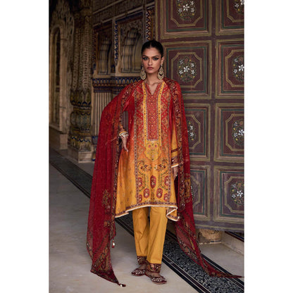 KALISTA Yellow Kaisha Kurta with Pant and Dupatta (Set of 3)