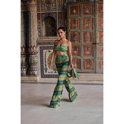 KALISTA Green Dalia Bustier with Palazzo (Set of 2)