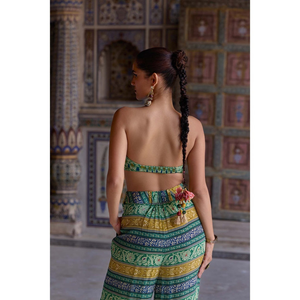 KALISTA Green Dalia Bustier with Palazzo (Set of 2)