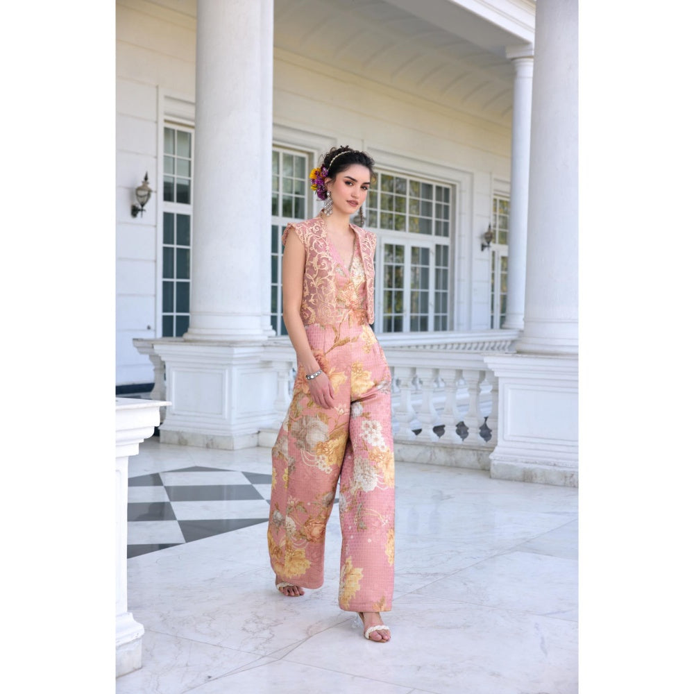 KALISTA Pink Jumpsuit with Crop Jacket