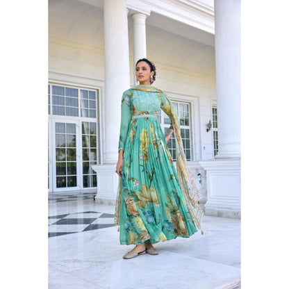 KALISTA Blue Anarkali with Dupatta